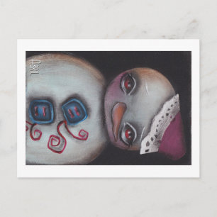 Blue button Snowman Postcard