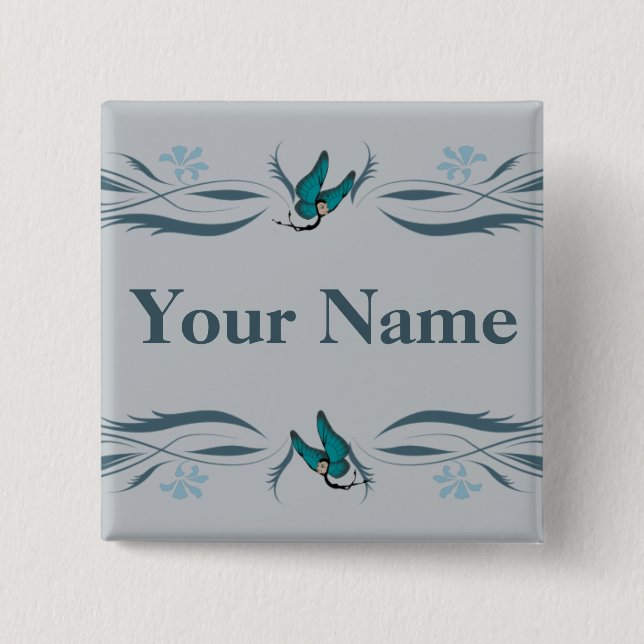 Blue Button with Butterfairies (Front)