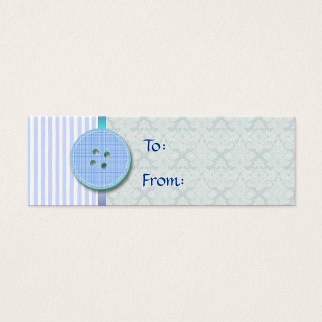 Blue Buttons and Stripes Gift Tag (Front)