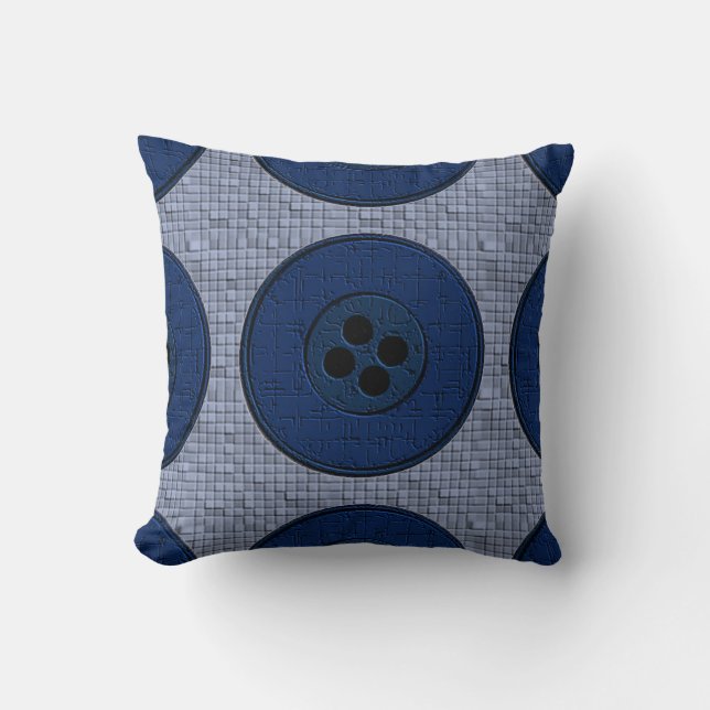 Blue Buttons Throw Pillow (Front)