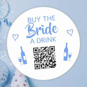 Blue Buy the Bride a Drink QR Code Bachelorette Classic Round Sticker