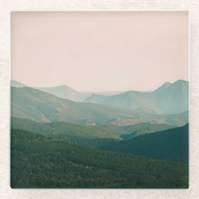 Blue by the Mountains Glass Coaster (Front)