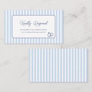 Blue Cabana Stripe Minimalist Wedding Website RSVP Enclosure Card