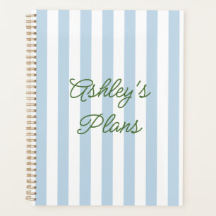 Blue Cabana Stripe with Name Personalized Planner
