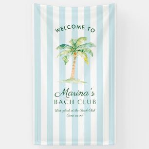 Blue Cabana Stripes Bach Club Bachelorette Welcome Banner