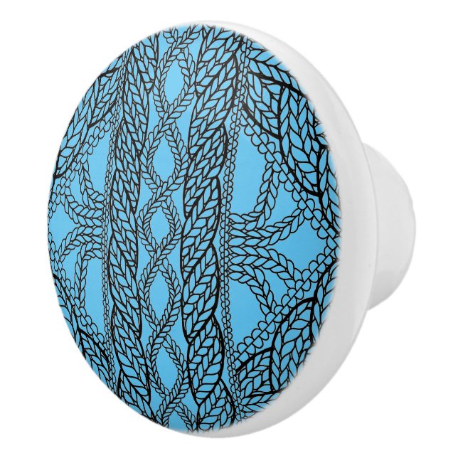 BLUE CABLE KNIT Ceramic Knob (Right)