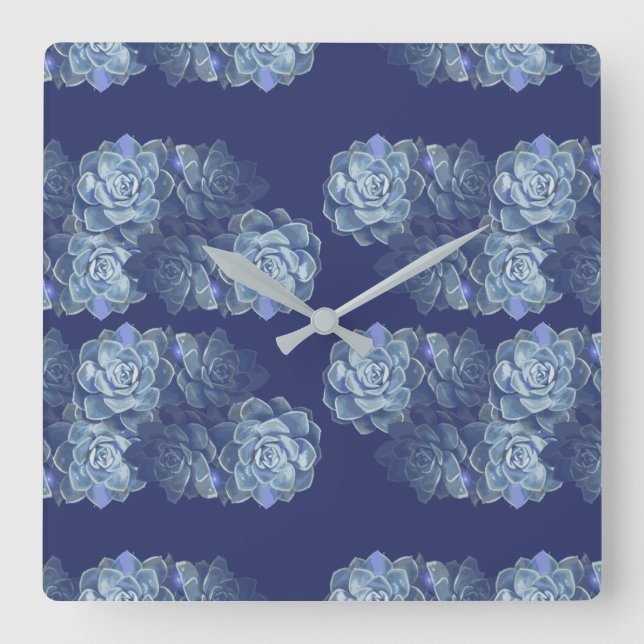 Blue Cactus Acrylic Wall Clock (Front)