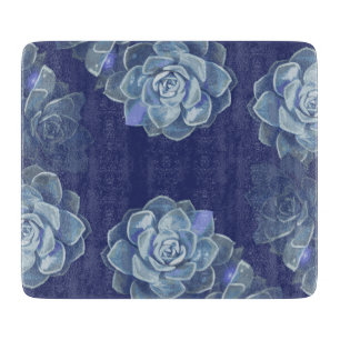 Blue Cactus Glass Cutting Board