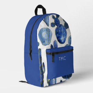 Blue Cactus Gold White Desert Travel Fun Printed Backpack