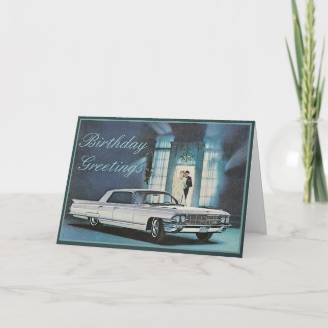 Blue Cadillac Elégante carte d'anniversaire (Devant)
