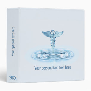 Blue Caduceus Hermes Rod Water Ripples Medical Binder