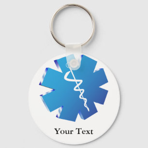 Blue caduceus medical gifts keychain