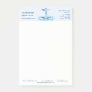 Blue Caduceus Water Ripples Medical Hermes Rod Post-it Notes