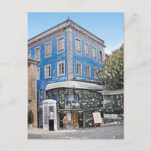 Blue Cafe on the Corner Postcard (Front)