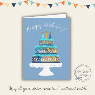 Blue Cake "Happy Birthday" Card