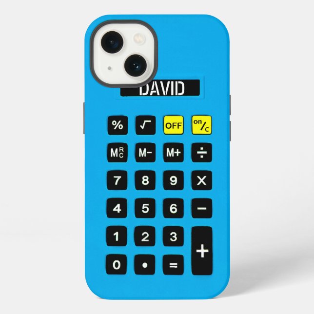Blue Calculator with Keypad  iPhone Case (Back)
