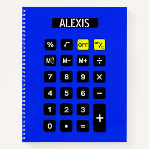 Blue Calculator with Name  Notebook