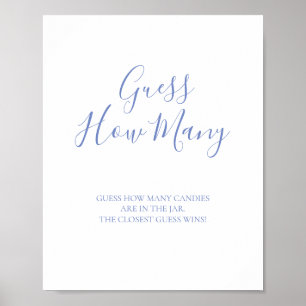 Blue Calligraphy Devinez Combien de Baisers Poster