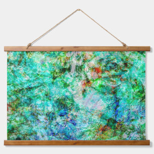 Blue calming Wood Topped Wall Tapestry, Clement Hanging Tapestry
