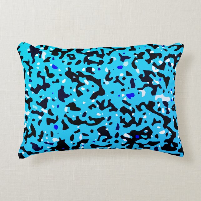 Blue Camo Abstract Pattern Accent Pillow (Front)
