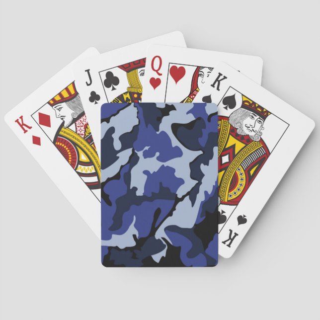 Blue Camo, Bicycle Playing Cards (Back)
