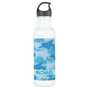 Blue Camo Camouflage Name Personalized 710 Ml Water Bottle
