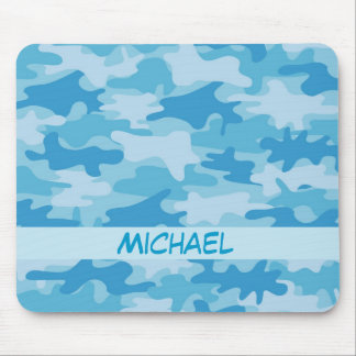 Blue Camo Camouflage Name Personalized Mouse Pad