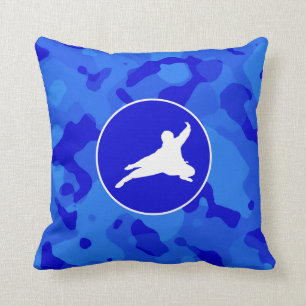 Blue Camo; Camouflage Ninja Throw Pillow