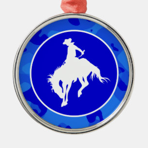 Blue Camo; Camouflage Rodeo Metal Ornament