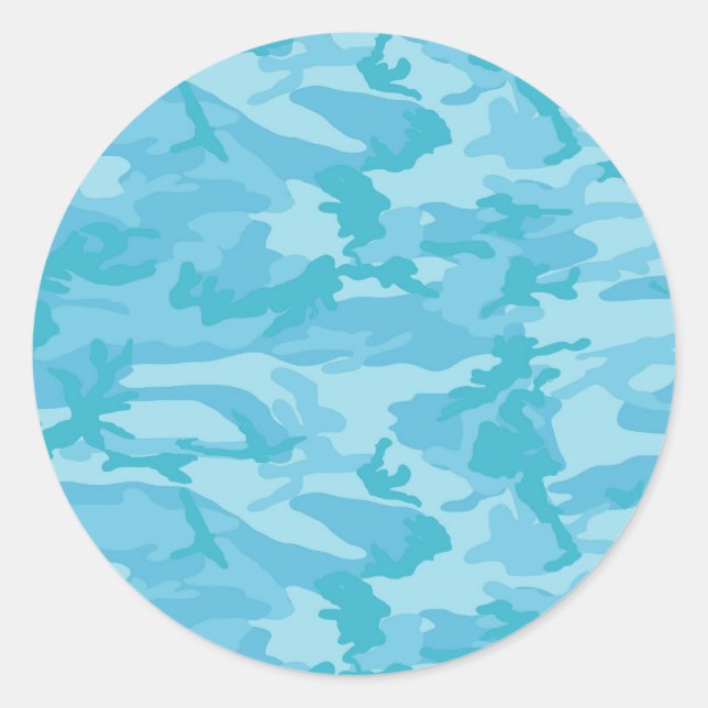Blue Camo Classic Round Sticker (Front)