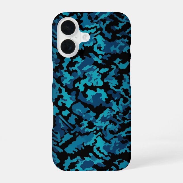Blue Camo iPhone 16 Case (Back)