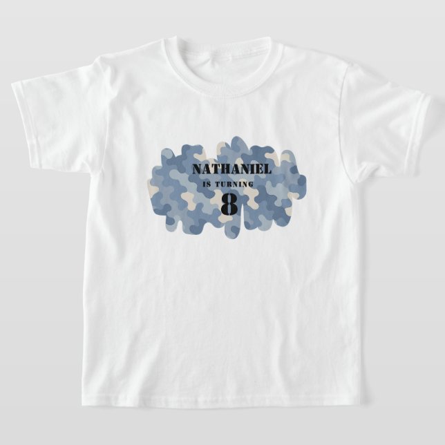 Blue Camo Military  | Army birthday  T-Shirt (Laydown)