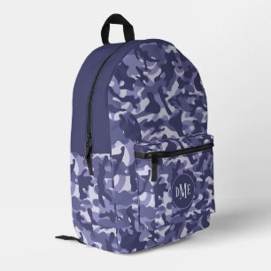 Blue Camo Monogram Printed Backpack