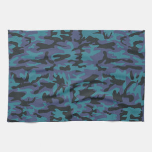Blue camo pattern kitchen towel