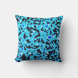 Blue Camo Pattern Outdoor Pillow