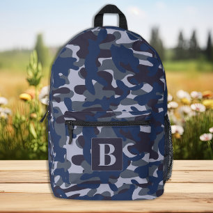 Blue Camo Personalized Monogram Navy Camouflage Printed Backpack