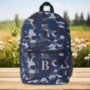 Blue Camo Personalized Monogram Navy Camouflage Printed Backpack