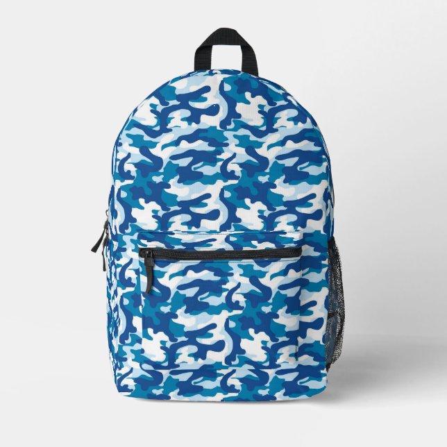 Blue Camo Printed Backpack (Front)