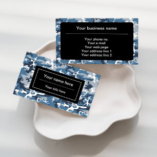 Blue Camo, Winter Camo, Snow Camouflage, Military Business Card