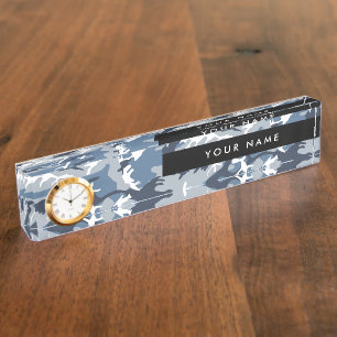Blue Camo, Winter Camo, Snow Camouflage, Military Nameplate