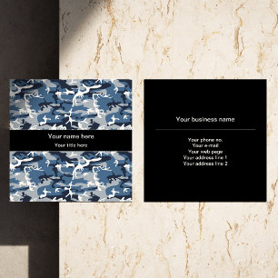 Blue Camo, Winter Camo, Snow Camouflage, Military Square Business Card