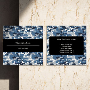 Blue Camo, Winter Camo, Snow Camouflage, Military Square Business Card