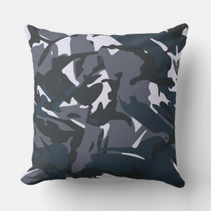 Blue Camou  Throw Pillow