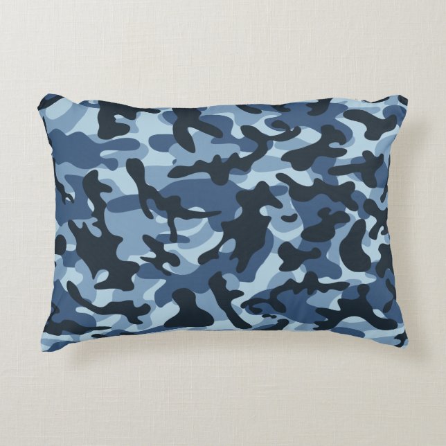 Blue Camouflage  Accent Pillow (Front)