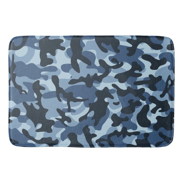 Blue Camouflage   Bath Mat (Front)