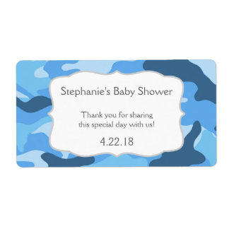 Blue Camouflage Camo Water Bottle Favour