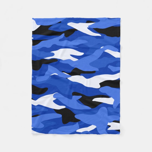 Blue camouflage fleece blanket (Front)