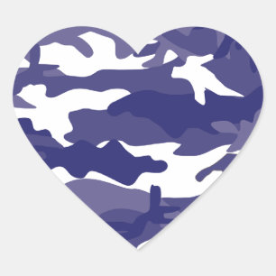 Blue Camouflage Heart Sticker