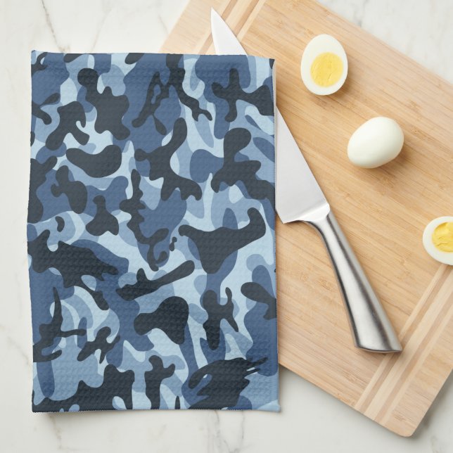 Blue Camouflage  Kitchen Towel (Quarter Fold)