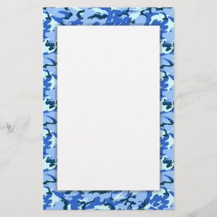Blue Camouflage Military Background Stationery